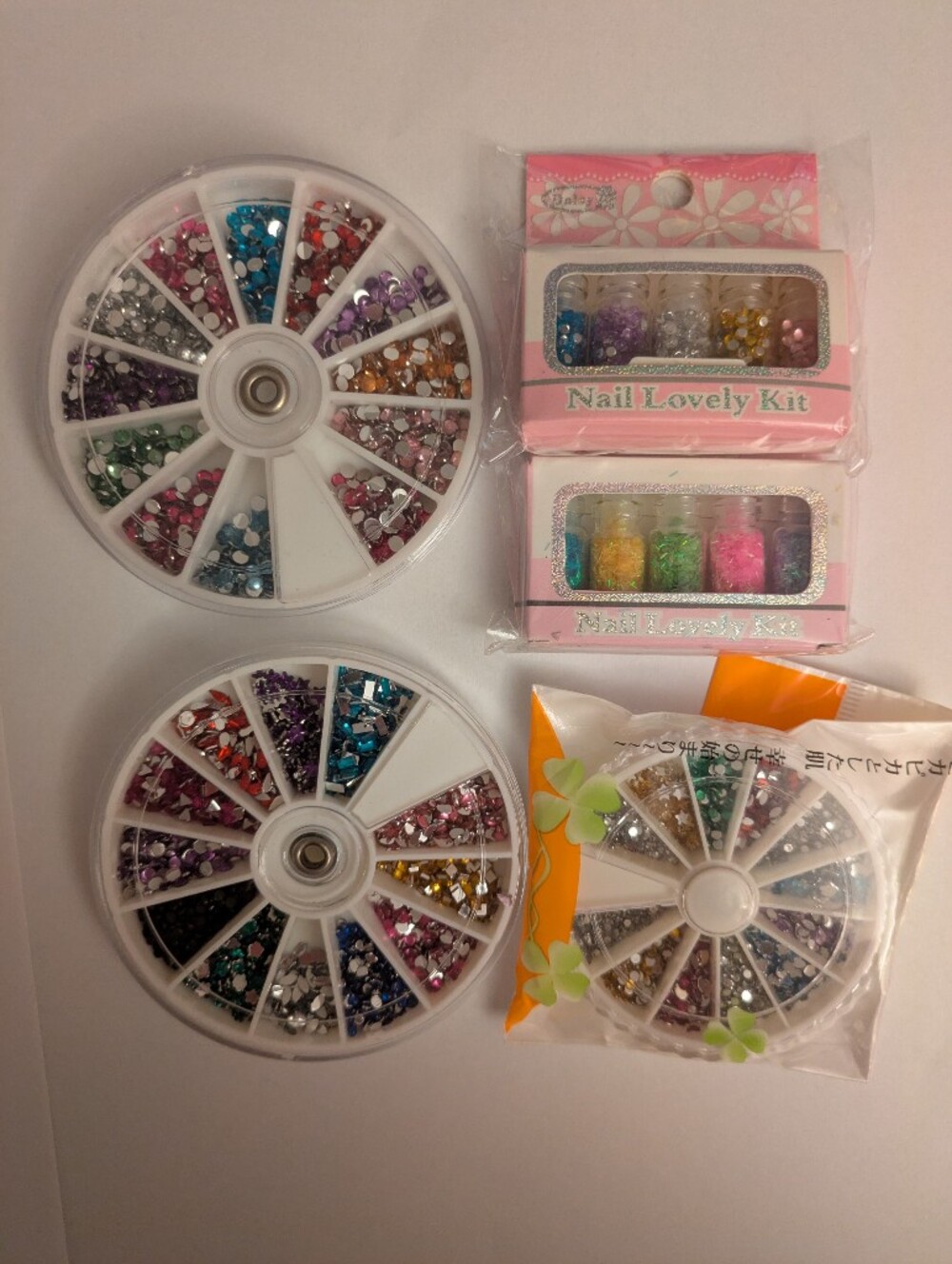 Bundle Of Nail Art Deco Supplies Rhinestones Sparkles NWT